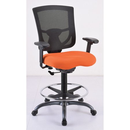 OFFICESOURCE CoolMesh Pro Mesh Back Task Stool with Adjustable Arms, Upholstered Seat, Footring and Black Base 8051ANSFOR